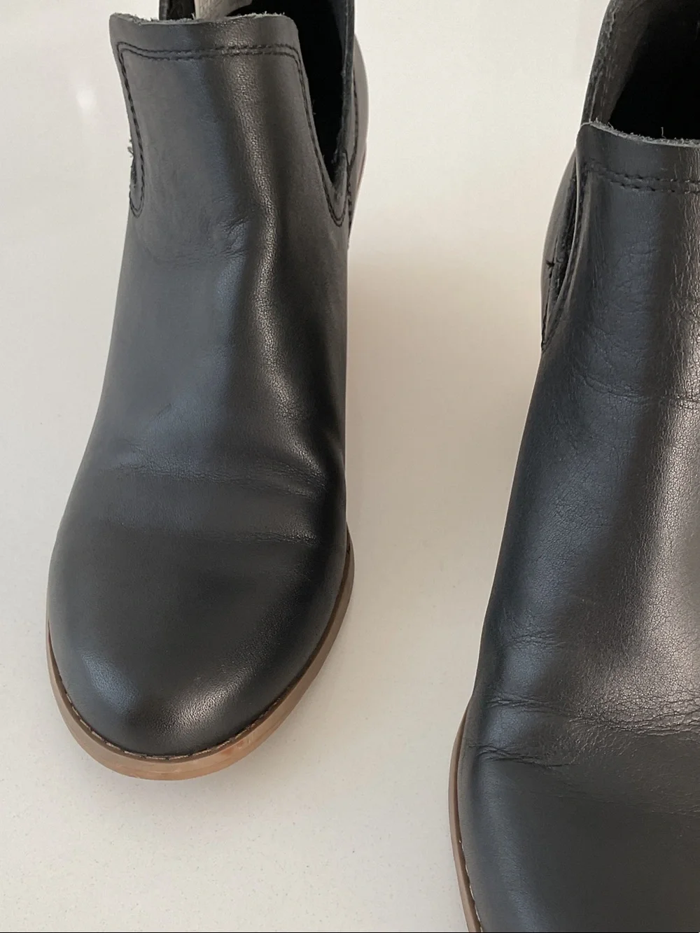 TOMS Wedge Ankle Booties - Black Leather